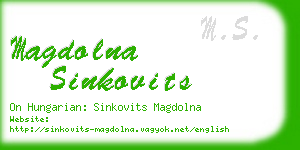 magdolna sinkovits business card